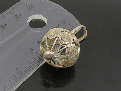 925 Sterling Silver  Vintage Shiny Sphere Ball Cage Swirl Pendant  PT19593