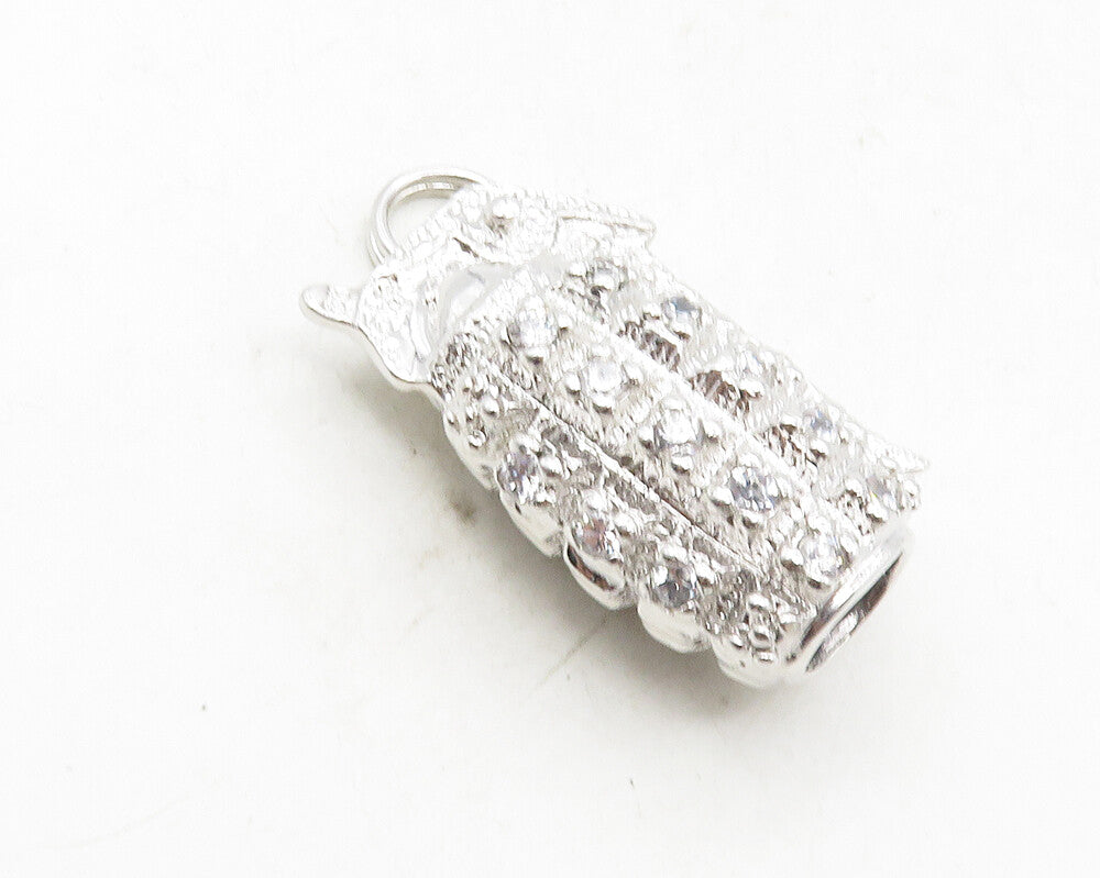925 Sterling Silver  Vintage Shiny Cubic Zirconia Hand Grenade Pendant  PT7254