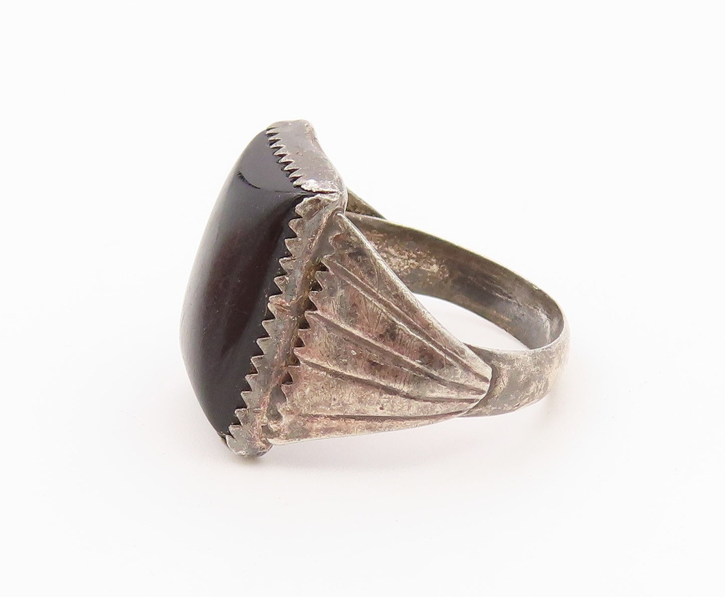 925 Sterling Silver Vintage Ring REX ABEITA NAVAJO Onyx Band  Sz 10.5  RG36620