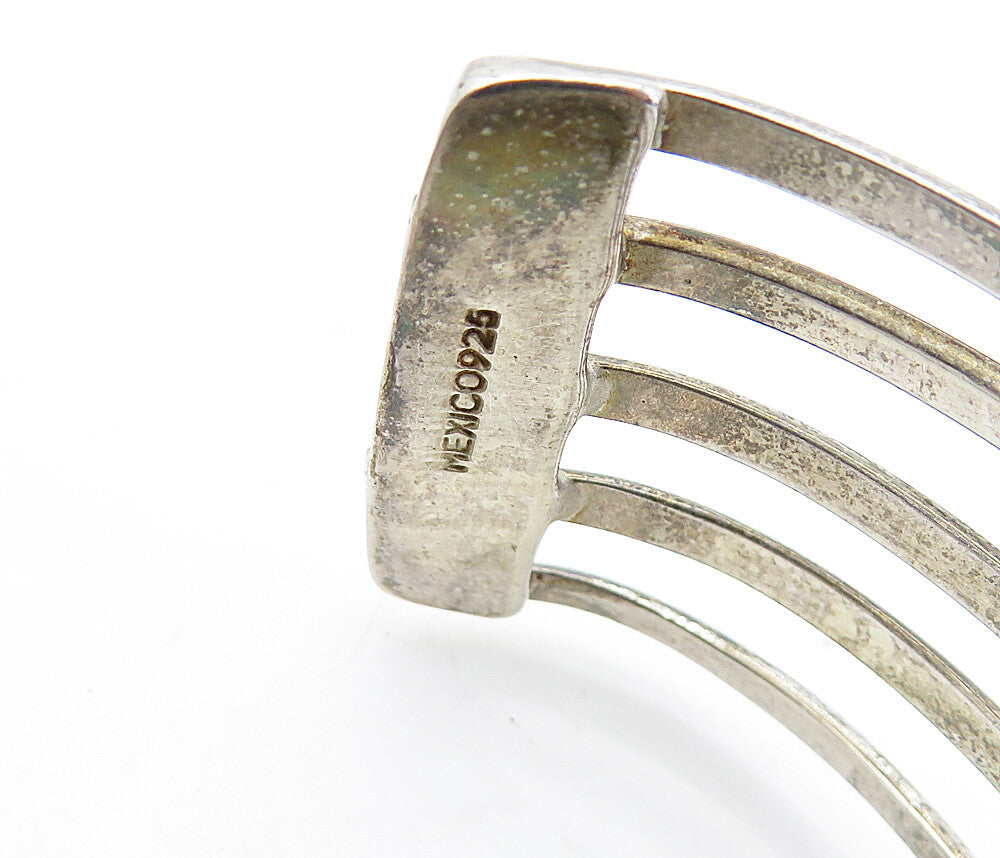 MEXICO 925 Silver  Vintage Abalone Shell Split Shank Cuff Bracelet  BT2893
