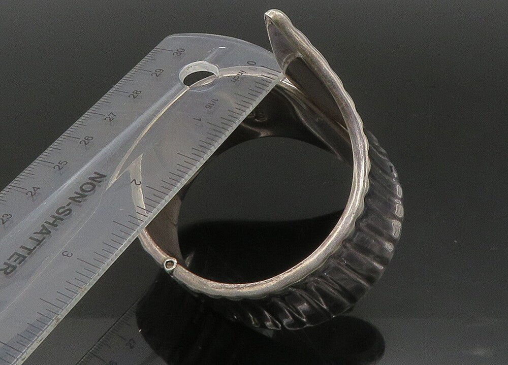 MEXICO 925 Sterling Silver  Vintage Dark Tone Bypass Cuff Bracelet  BT9041