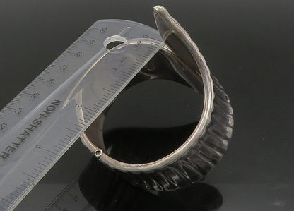MEXICO 925 Sterling Silver  Vintage Dark Tone Bypass Cuff Bracelet  BT9041
