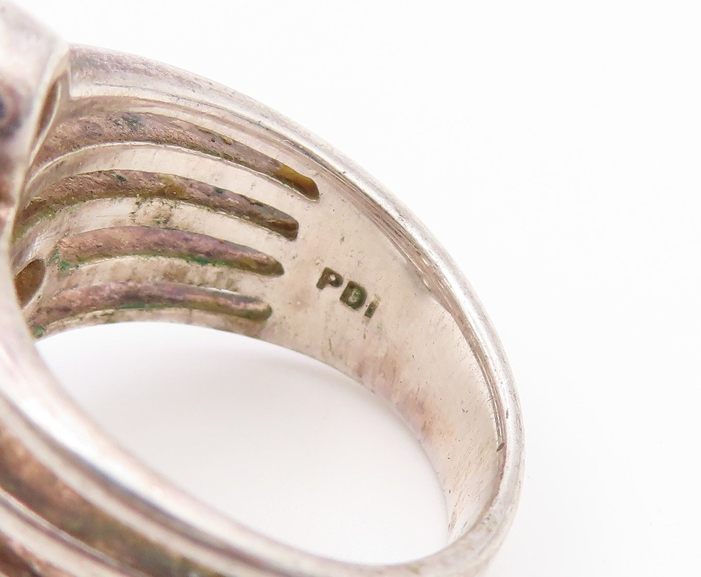 925 Sterling Silver Vintage Ring Modernist CZ Multi Shank Band  Sz 6  RG36875