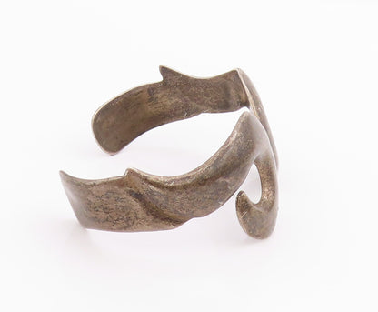 925 Sterling Silver Vintage Bracelet Antique Double Swirl Cuff  BT11330