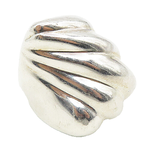 MEXICO 925 Sterling Silver  Vintage Shiny Fluted Cocktail Ring Sz 6.5  RG9033