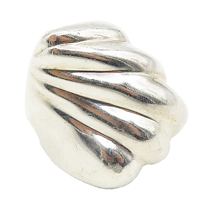 MEXICO 925 Sterling Silver  Vintage Shiny Fluted Cocktail Ring Sz 6.5  RG9033