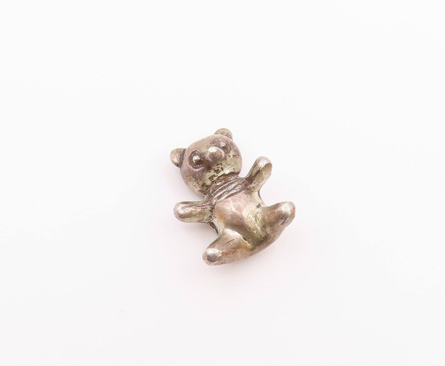 925 Sterling Silver  Vintage Dark Tone Teddy Bear Motif Pendant  PT17361