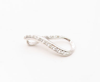 925 Sterling Silver  Shiny Genuine Diamonds Open Tear Drop Pendant  PT7928