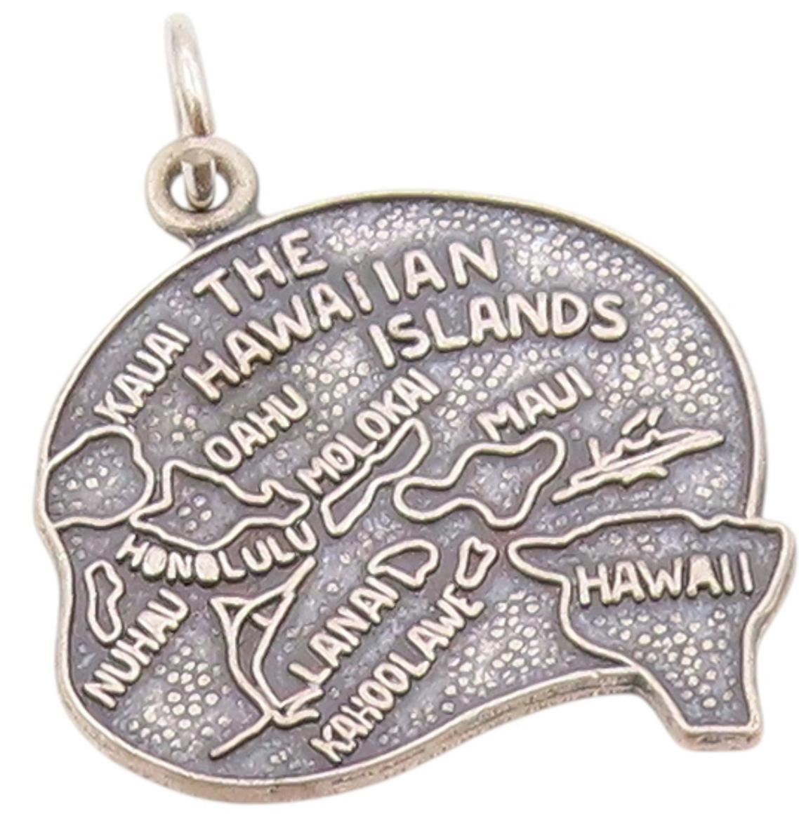 925 Sterling Silver  Vintage The Hawaiian Islands Souvenir Pendant  PT21366