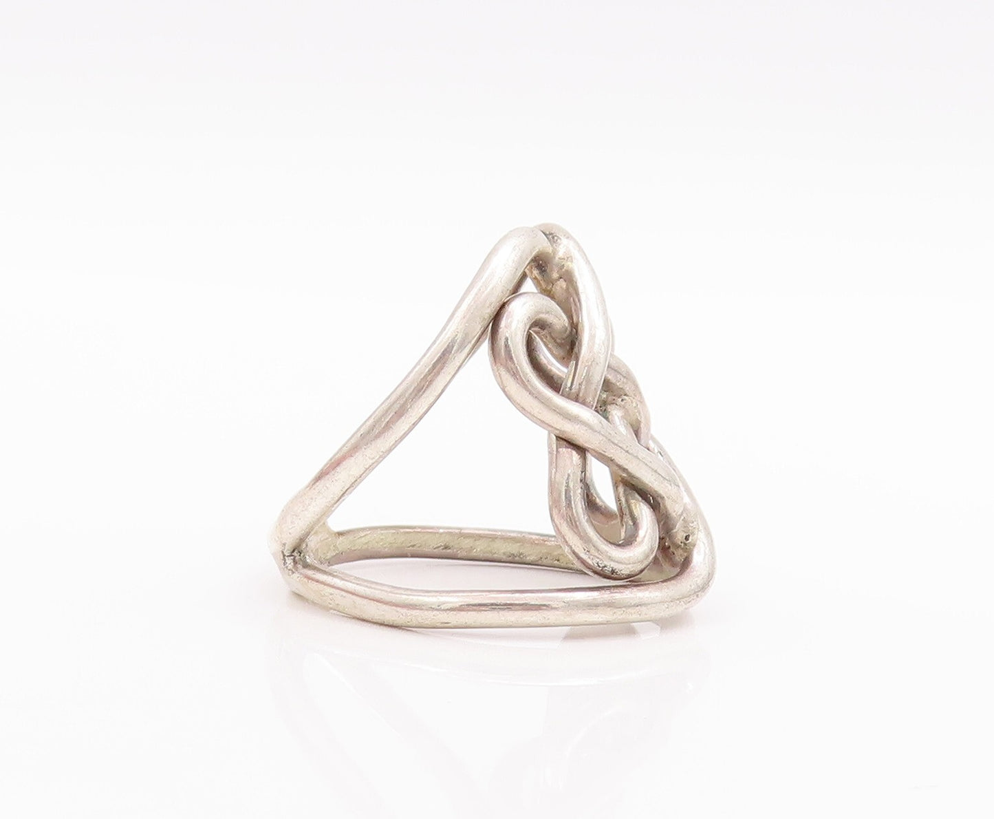 925 Sterling Silver Vintage Ring Solid Cutout Trellis Celtic Knot  Sz 8  RG28600