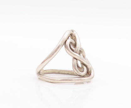 925 Sterling Silver Vintage Ring Solid Cutout Trellis Celtic Knot  Sz 8  RG28600
