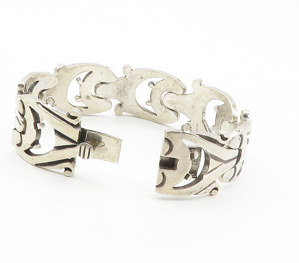 J. SOTELO 925 Sterling Silver  Vintage Chiseled Hinge Chain Bracelet  BT5855