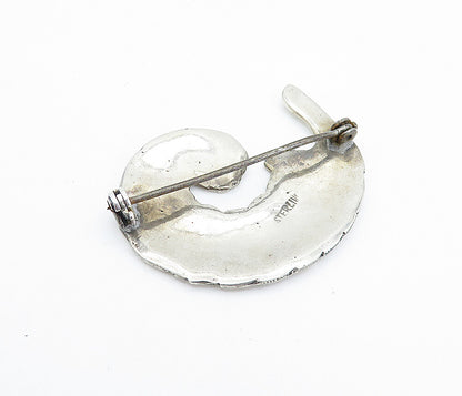 925 Sterling Silver  Vintage Shiny Etched Curved Floral Leaf Brooch Pin BP1266