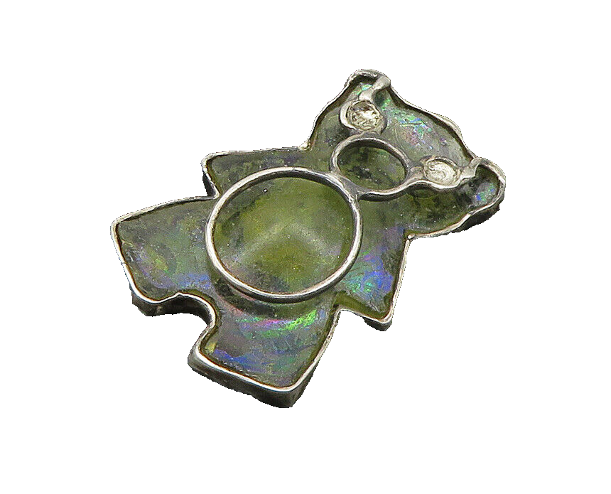 925 Sterling Silver  Vintage Modernist Teddy Bear Motif Pendant  PT15901