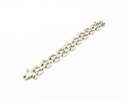 MEXICO 925 Silver  Vintage Minimalist Brick Layer Style Chain Bracelet  BT6929