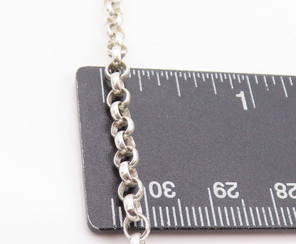 925 Sterling Silver Vintage Necklace Swirly Carved Oval Pendent  NE4577