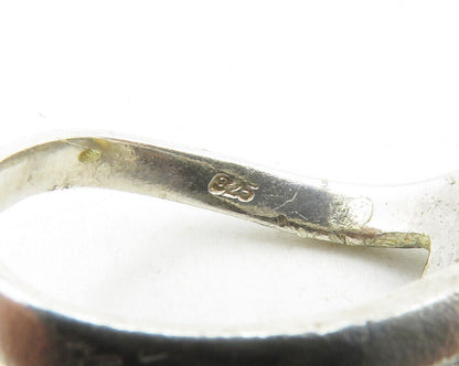 925 Sterling Silver  Vintage Egg Yolk Amber Shiny Cocktail Ring Sz 7.5 RG12978