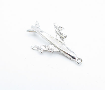 925 Sterling Silver  Vintage Shiny Flying Airplane Motif Drop Pendant  PT2647