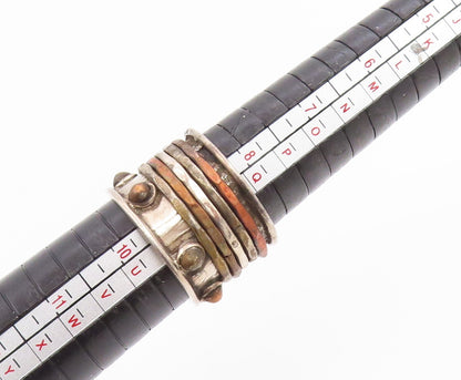 925 Sterling Silver Vintage Ring Multi Tone Wide Spinner Band  Sz 9  RG35711