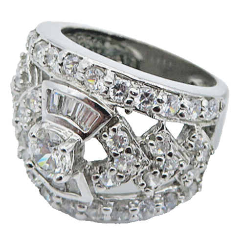 ROSS SIMON 925 Silver  Vintage Sparkling Cubic Zirconia Band Ring Sz 5  RG8572