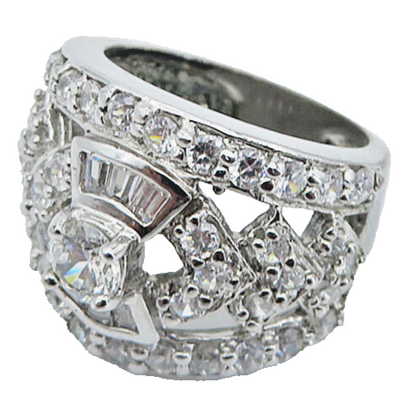 ROSS SIMON 925 Silver  Vintage Sparkling Cubic Zirconia Band Ring Sz 5  RG8572