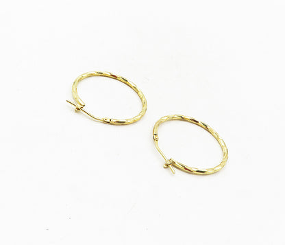 925 Sterling Silver  Shiny Gold Plated Petite Round Hoop Earrings  EG4666