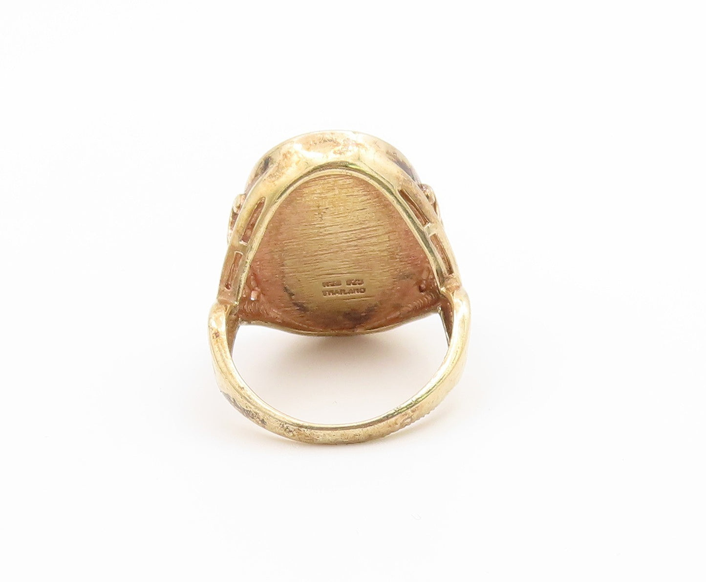 925 Sterling Silver Vintage Ring Gold Plated Drusy Quartz Band  Sz 10  RG36946