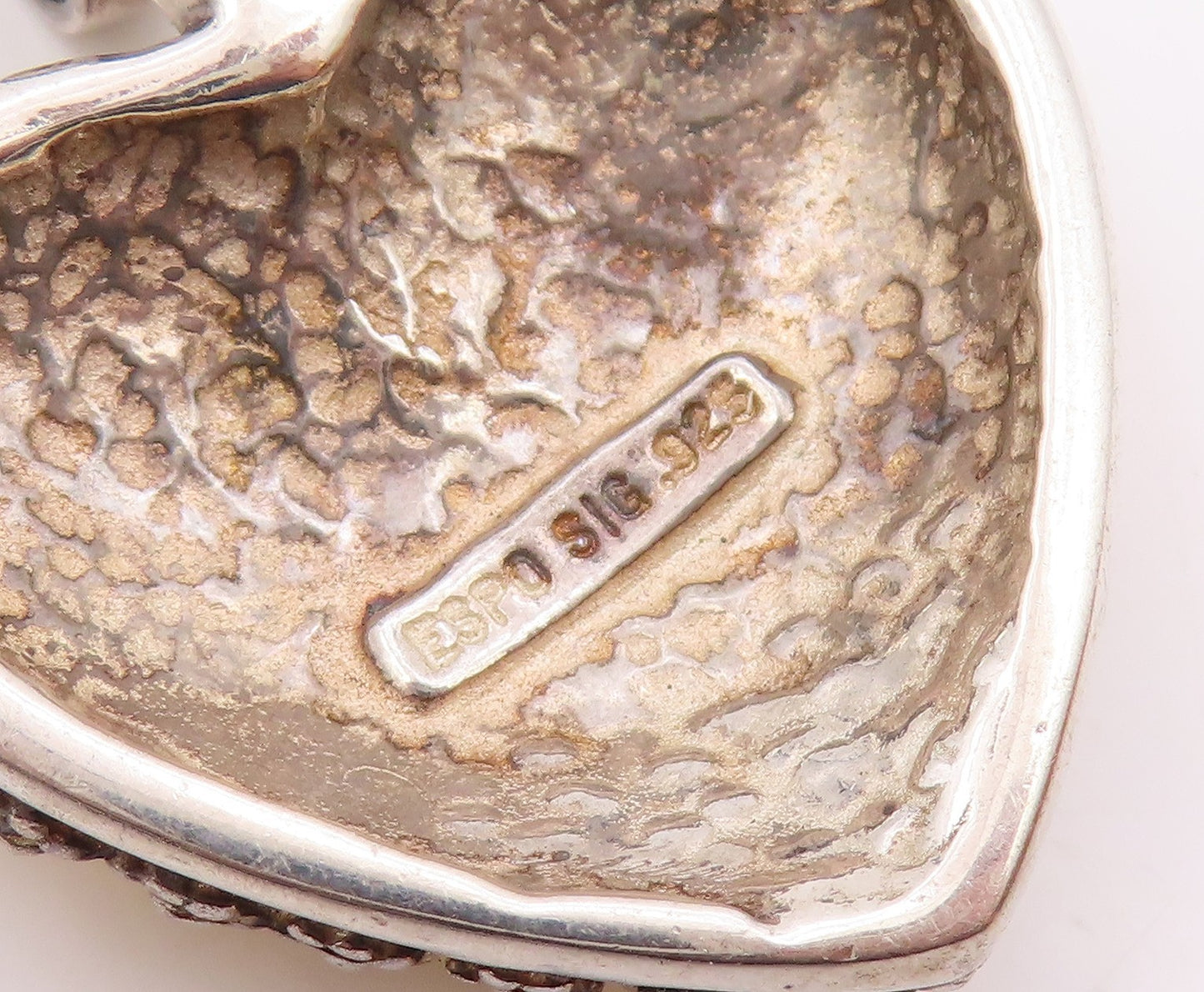 ESPO SIG 925 Silver  Vintage Enamel Floral Art Love Heart Pendant  PT17496