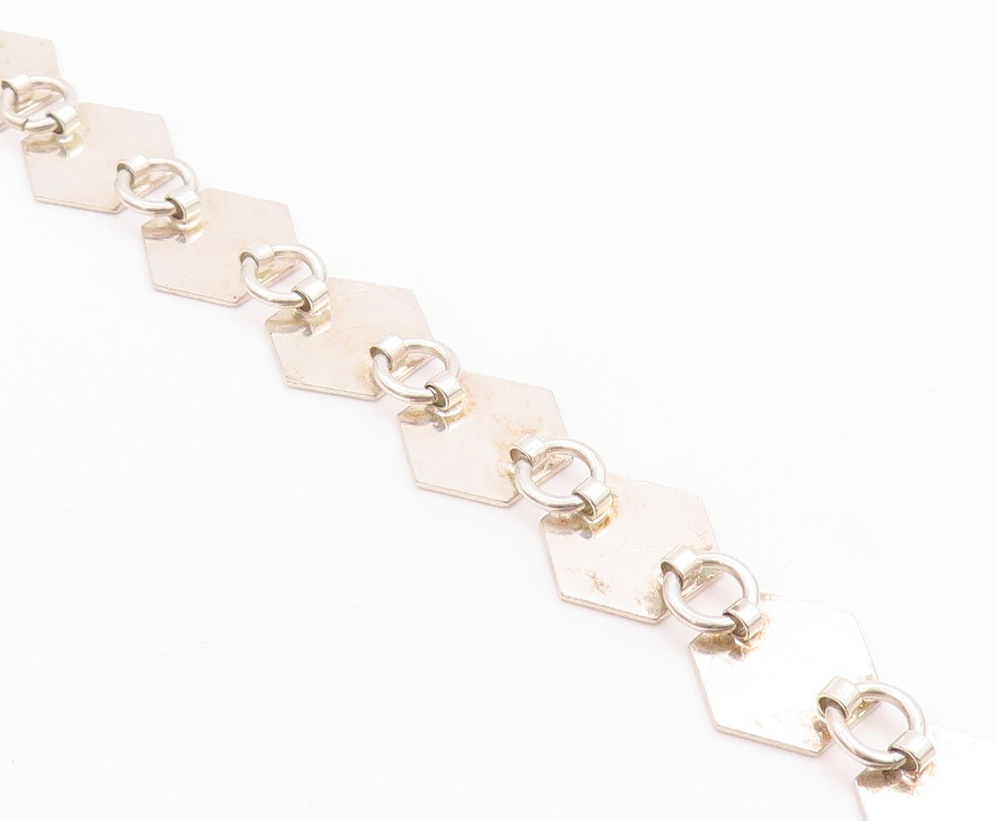 925 Sterling Silver Vintage Bracelet Minimalist Honeycomb Design Cutout  BT11308