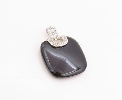 925 Sterling Silver Vintage Pendant Hand Bag Design Cabochon Onyx  PT24559