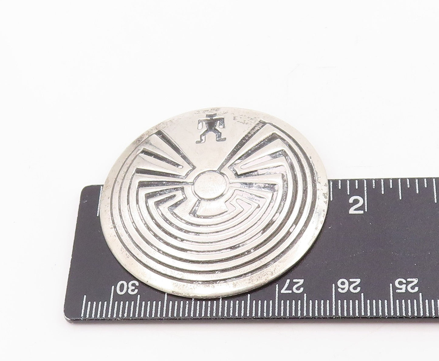 925 Sterling Silver Vintage Brooch Pin SOUTHWESTERN Hopi Man In The Maze BP12224