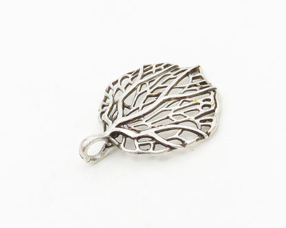925 Sterling Silver  Vintage Shiny Floral Tree Branches Motif Pendant  PT14648