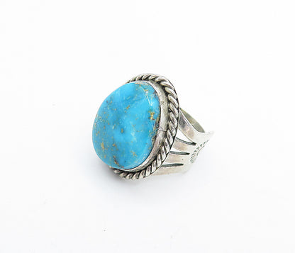 ANDREW JOHNSON NAVAJO 925 Silver  Vintage Turquoise Cocktail Ring Sz 5.5  RG4156
