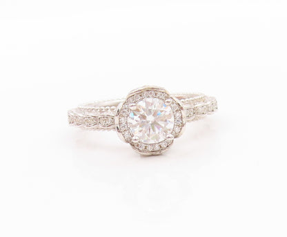 925 Sterling Silver Vintage Ring CZ Inlay Wedding Ring  Sz 9.5  RG32645