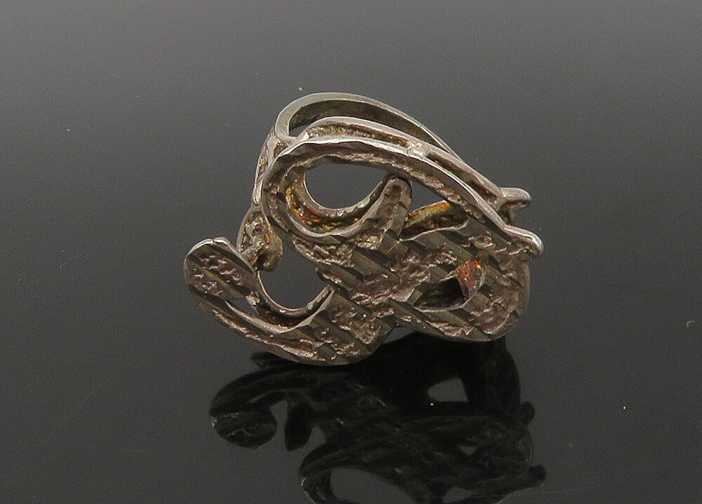 925 Sterling Silver  Vintage Dark Tone P Initial Band Ring Sz 7  RG22786