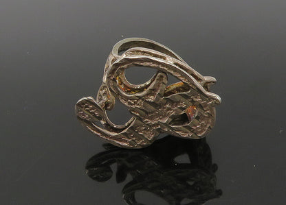 925 Sterling Silver  Vintage Dark Tone P Initial Band Ring Sz 7  RG22786