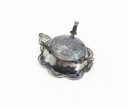 925 Sterling Silver  Vintage Antique Oxidized Floral Ash Tray  TR1361