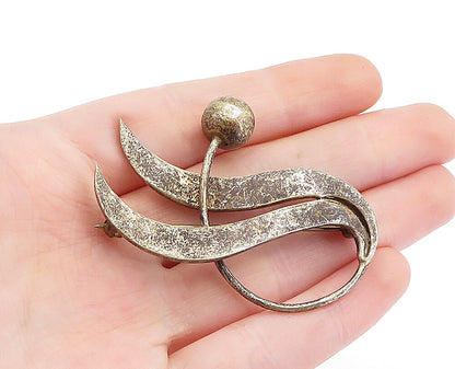 MEXICO 925 Sterling Silver Vintage Dark Tone Floral Swirl Brooch Pin BP2021