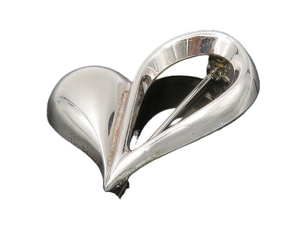 BEAU 925 Sterling Silver  Vintage Shiny Open Love Heart Brooch Pin  BP4819