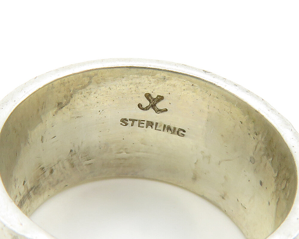 DESIGNER 925 Silver  Vintage Shiny Textured Round Band Ring Sz 6  RG14522