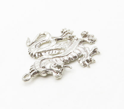 925 Sterling Silver  Vintage Shiny Diamond Cut Dragon Motif Pendant  PT12533