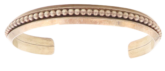 925 Sterling Silver Vintage Bracelet NAVAJO Minimalist Beaded Cuff  BT10962