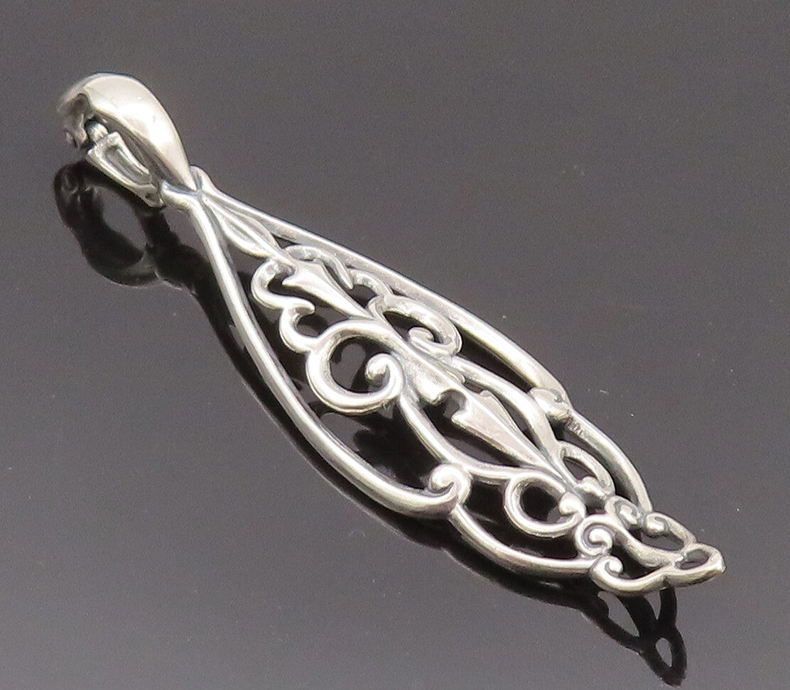 925 Sterling Silver Vintage Pendant CAROLYN POLLACK Drop Swirly Carved  PT22756