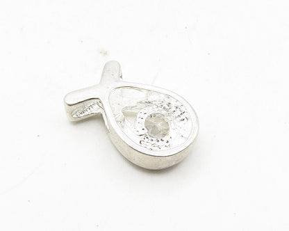 925 Sterling Silver  Topaz Petite Smooth Ribbon Design Slide  Pendant  PT7206