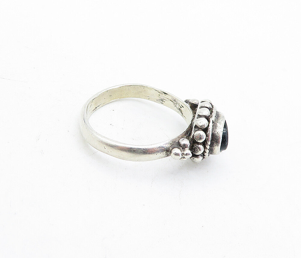 925 Sterling Silver  Vintage Black Onyx Dome Cluster Band Ring Sz 7.5  RG5034