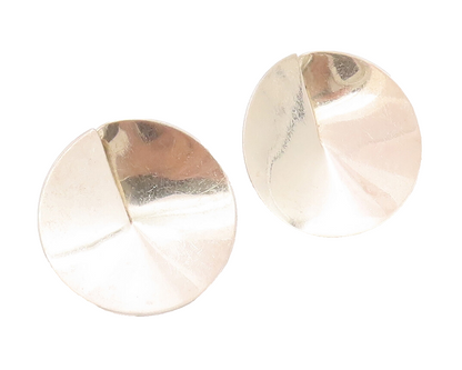 14k Gold 925 Sterling Silver Vintage Earrings Designer Reverse Dome Cone EG12929