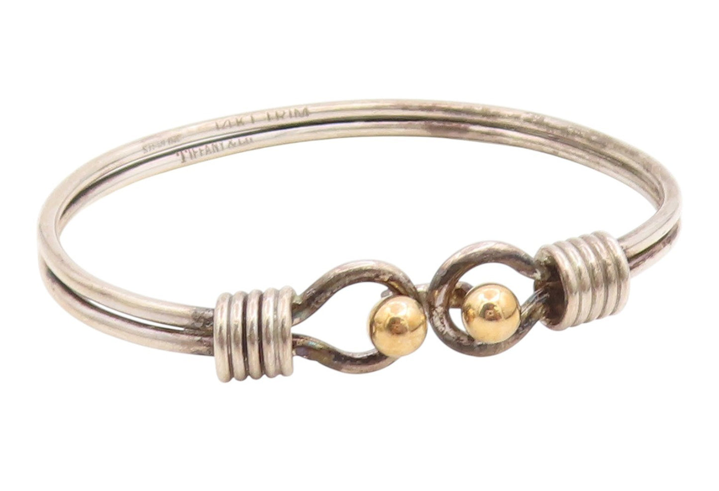 18K Gold & 925 Sterling Silver Vintage Bracelet TIFFANY & CO Bangle  BT11939