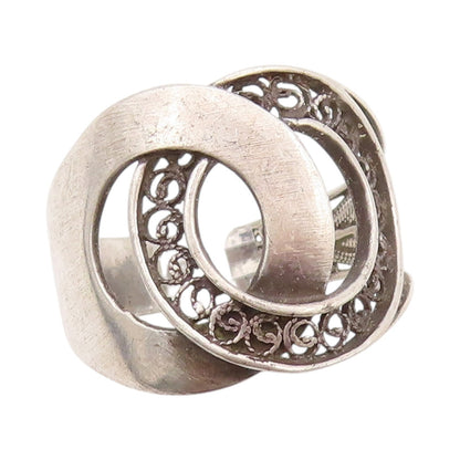 925 Sterling Silver Vintage Ring EUROPE Antique Design Cutout  SZ 9  RG32056