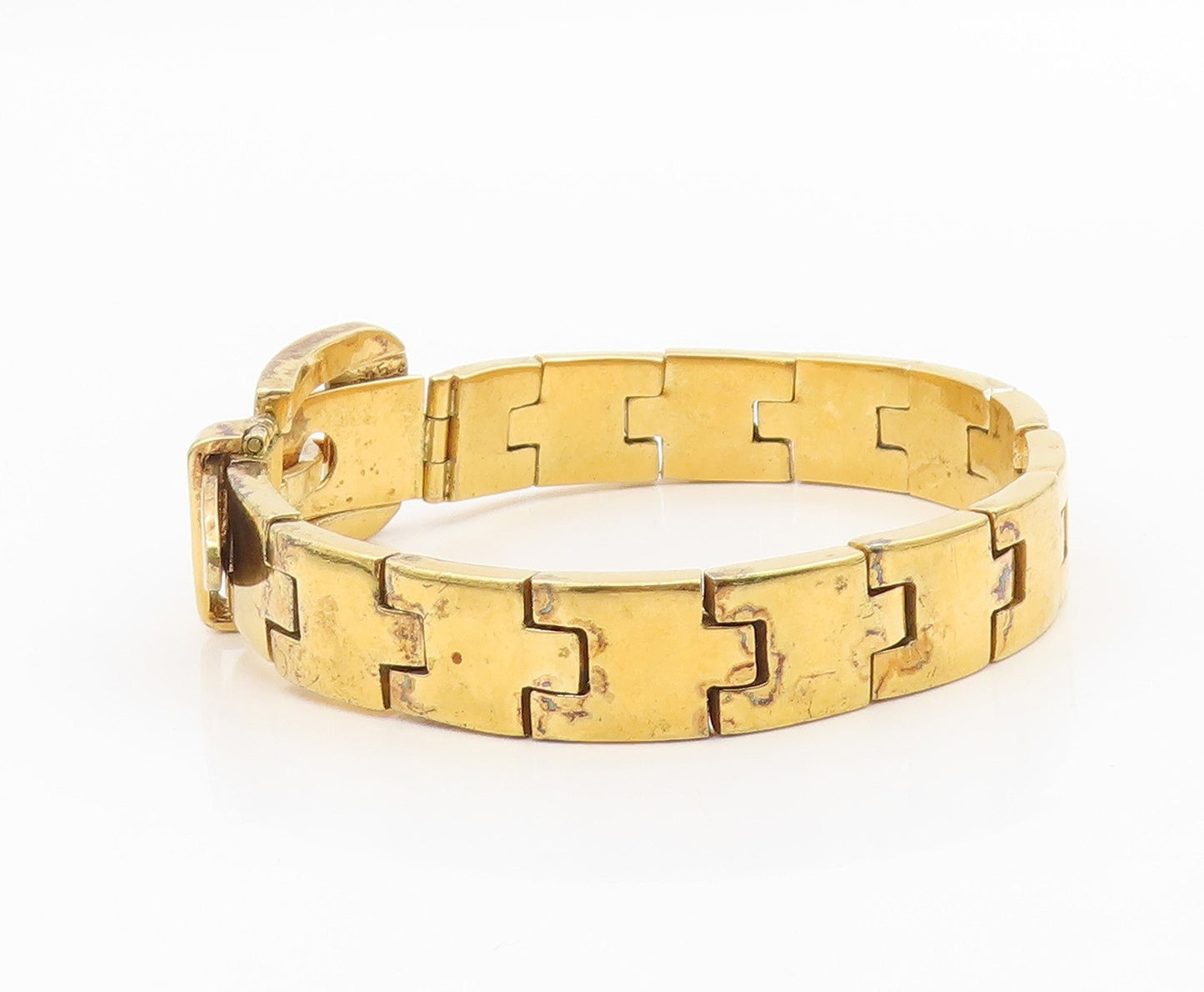 925 Sterling Silver Vintage Bracelet Gold Plated PAT AREIAS Buckle Link  BT11594