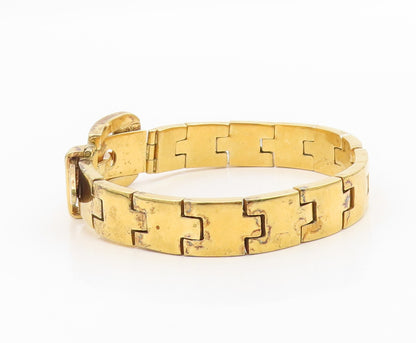 925 Sterling Silver Vintage Bracelet Gold Plated PAT AREIAS Buckle Link  BT11594